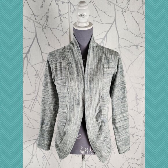 J76 White Gray Spacedye Bamboo Cotton Open Circle Cardigan - Picture 1 of 4